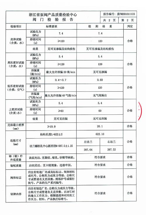 檢驗(yàn)報(bào)告-低溫截止閥